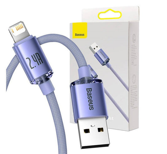 Baseus Crystal Shine USB - Lightning kábel, 2,4A, 1.2m, lila – Lightning kábel a Baseus kínálatából | Domshop