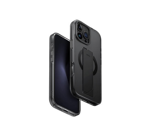 Uniq Heldro Max iPhone 16 Pro Max MagSafe tok kitámasztóval, fekete/szürke – iPhone 16 Pro Max tok a Uniq kínálatából | Domshop