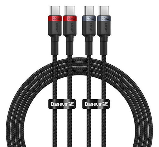 Baseus Cafule USB-C USB-C töltőkábel, 100W,2m, fekete-piros/fekete-szürke – USB-C kábel a Baseus kínálatából | Domshop