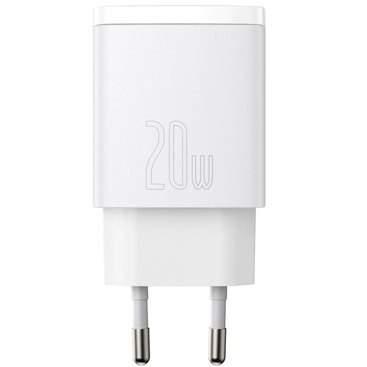 Hálózati töltő adapter, 20W, USB aljzat, USB Type-C aljzat, gyorstöltés, PD, QC 3.0, Baseus CCXJ-B02, fehér – Adapter a Baseus kínálatából | Domshop