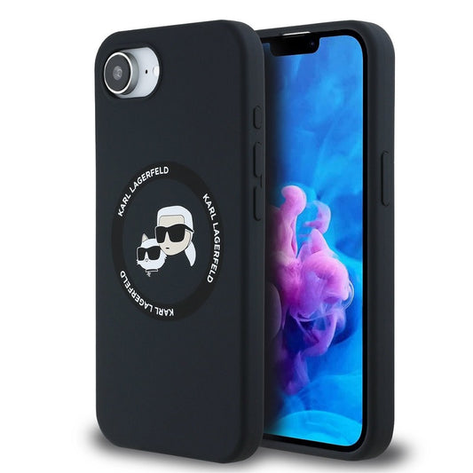 Karl Lagerfeld Liquid Silicone K&CH Heads Apple iPhone 16e MagSafe tok, fekete – iPhone 16e tok a Karl Lagerfeld kínálatából | Domshop