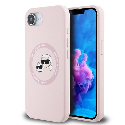 Karl Lagerfeld Liquid Silicone K&CH Heads Apple iPhone 16e MagSafe tok, rózsaszín – iPhone 16e tok a Karl Lagerfeld kínálatából | Domshop