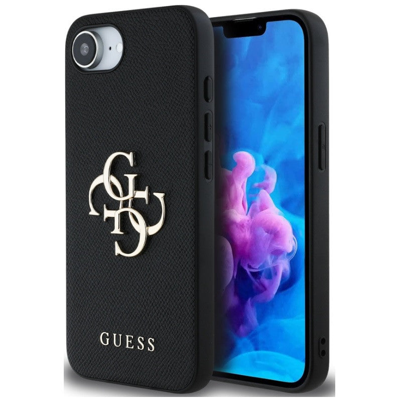 Guess PU Grained 4G Metal Logo Apple iPhone 16e hátlap tok, fekete – iPhone 16e tok a Guess kínálatából | Domshop