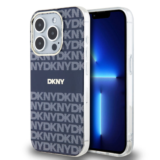DKNY PU Leather Repeat Pattern Tonal Stripe iPhone 14 Pro Max tok, kék – iPhone 14 Pro Max tok a DKNY kínálatából | Domshop
