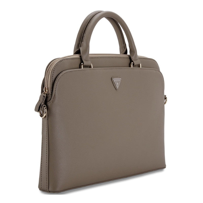 Guess PU Grained Triangle Logo 15/16" laptop táska, barna