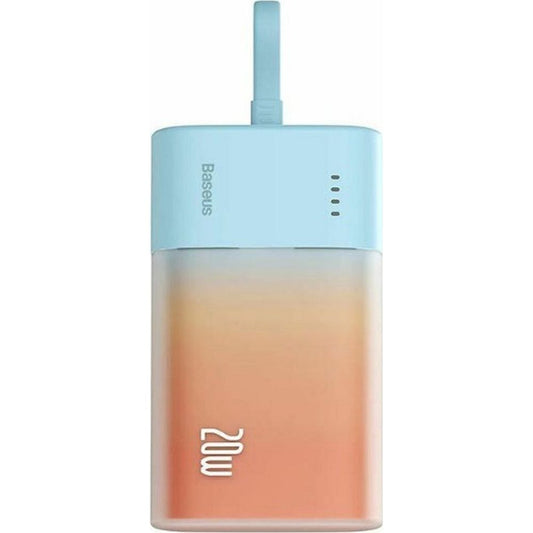 Baseus Popsickle 5200mAh 20W Powerbank beépített Lightning kábellel + 30 cm-es USB-C kábellel, kék-narancs