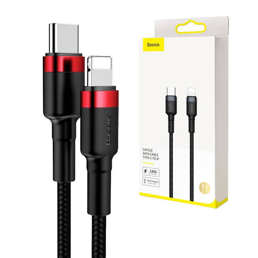 Baseus Cafule USB-C - Lightning PD kábel, 18 W, 1 m, fekete-piros