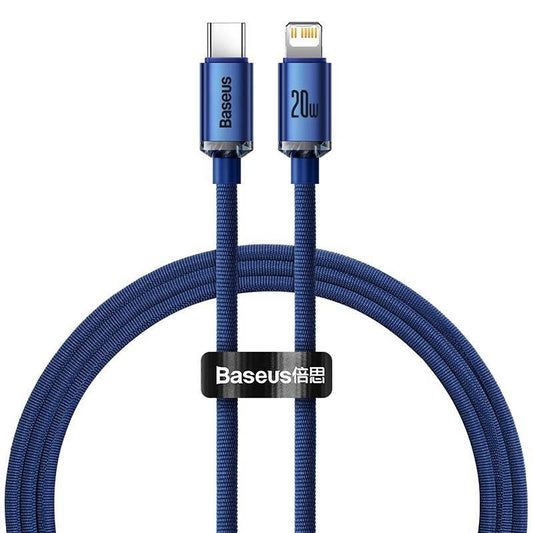 Baseus Crystal Shine USB-C-Lightning kábel, 20W, 1.2m, kék – Lightning kábel a Baseus kínálatából | Domshop