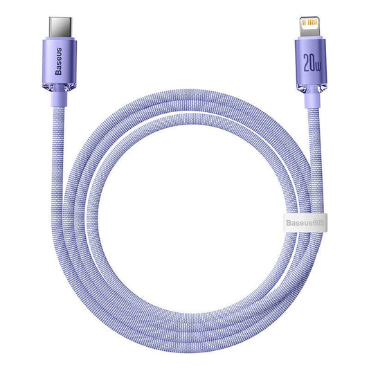 Baseus Crystal Shine USB-C-Lightning kábel, 20W, PD, 1.2m, lila – Lightning kábel a Baseus kínálatából | Domshop