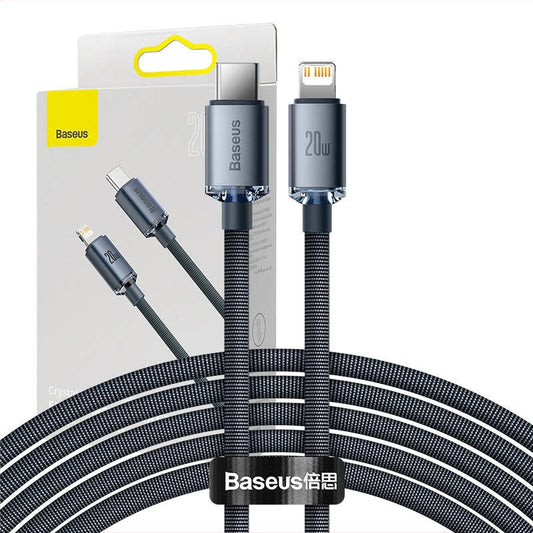 Baseus Crystal Shine USB-C-Lightning kábel, 20W, PD, 2m, fekete