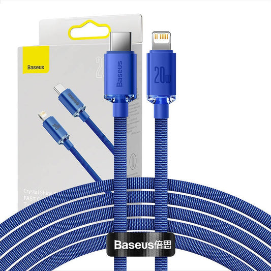 Baseus Crystal Shine USB-C-Lightning kábel, 20W, PD, 2m, kék – Lightning kábel a Baseus kínálatából | Domshop