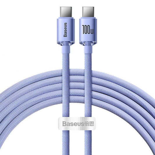 Baseus Crystal Shine USB-C-USB-C kábel, 100W, 2m, lila – USB-C kábel a Baseus kínálatából | Domshop