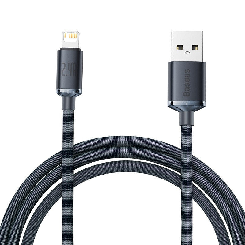 Baseus Crystal Shine USB-Lightning kábel, 2,4A, 2m, fekete – Lightning kábel a Baseus kínálatából | Domshop