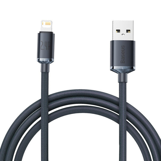Baseus Crystal Shine USB-Lightning kábel, 2,4A, 2m, fekete – Lightning kábel a Baseus kínálatából | Domshop