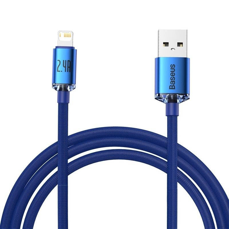 Baseus Crystal Shine USB-Lightning kábel, 2,4A, 2m, kék – Lightning kábel a Baseus kínálatából | Domshop