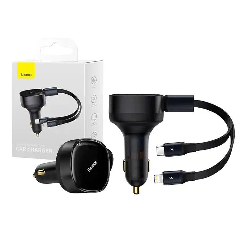 Baseus Enjoyment autós töltő USB-C + Lightning kábellel, 3A, 30W, fekete – Autós töltő a Baseus kínálatából | Domshop