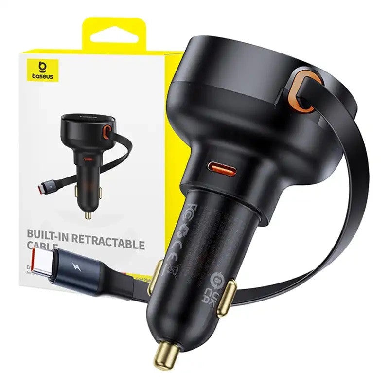 Baseus Enjoyment Pro autós töltő USB-C kábellel, 60W, fekete – Autós töltő a Baseus kínálatából | Domshop