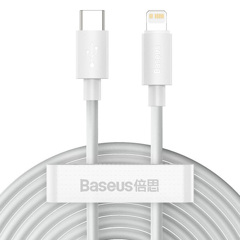 Baseus Simple Wisdom USB-C-Lightning adat/töltőkábel PD, 20W, 1,5m, fehér, 2db – Lightning kábel a Baseus kínálatából | Domshop