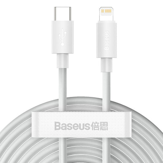 Baseus Simple Wisdom USB-C-Lightning adat/töltőkábel PD, 20W, 1,5m, fehér, 2db – Lightning kábel a Baseus kínálatából | Domshop