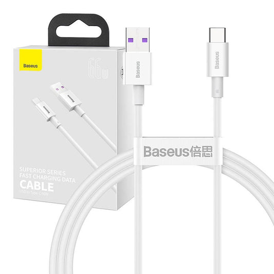 Baseus Superior Series USB-USB-C kábel, 66 W, 1m fehér – USB-C kábel a Baseus kínálatából | Domshop