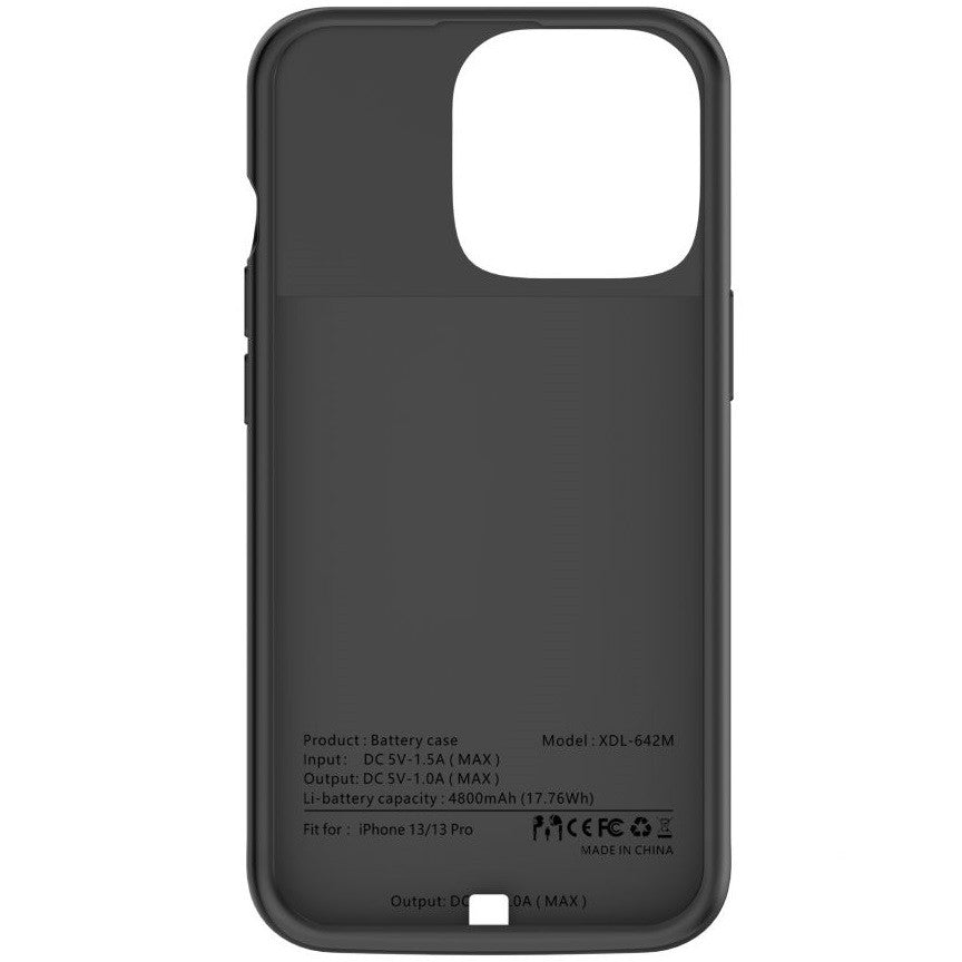 Apple iPhone 13 / 13 Pro, Szilikon tok, műanyag hátlap + Akkumulátor, 4800 mAh, LED-es, Tech-Protect PowerCase, fekete – iPhone 13 Pro tok a Tech Protect kínálatából | Domshop