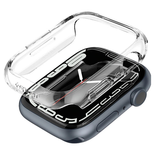 Apple Watch 7 (45mm), Műanyag védőkeret, szíj nélkül, Spigen Thin Fit, átlátszó – Apple Watch Tokok a Spigen kínálatából | Domshop