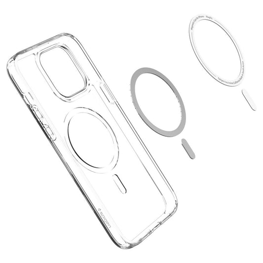 Apple iPhone 14 Pro, Műanyag hátlap védőtok + szilikon keret, Magsafe töltővel kompatibilis, Spigen Ultra Hybrid Mag, átlátszó/szürke – iPhone 14 Pro tok a Spigen kínálatából | Domshop