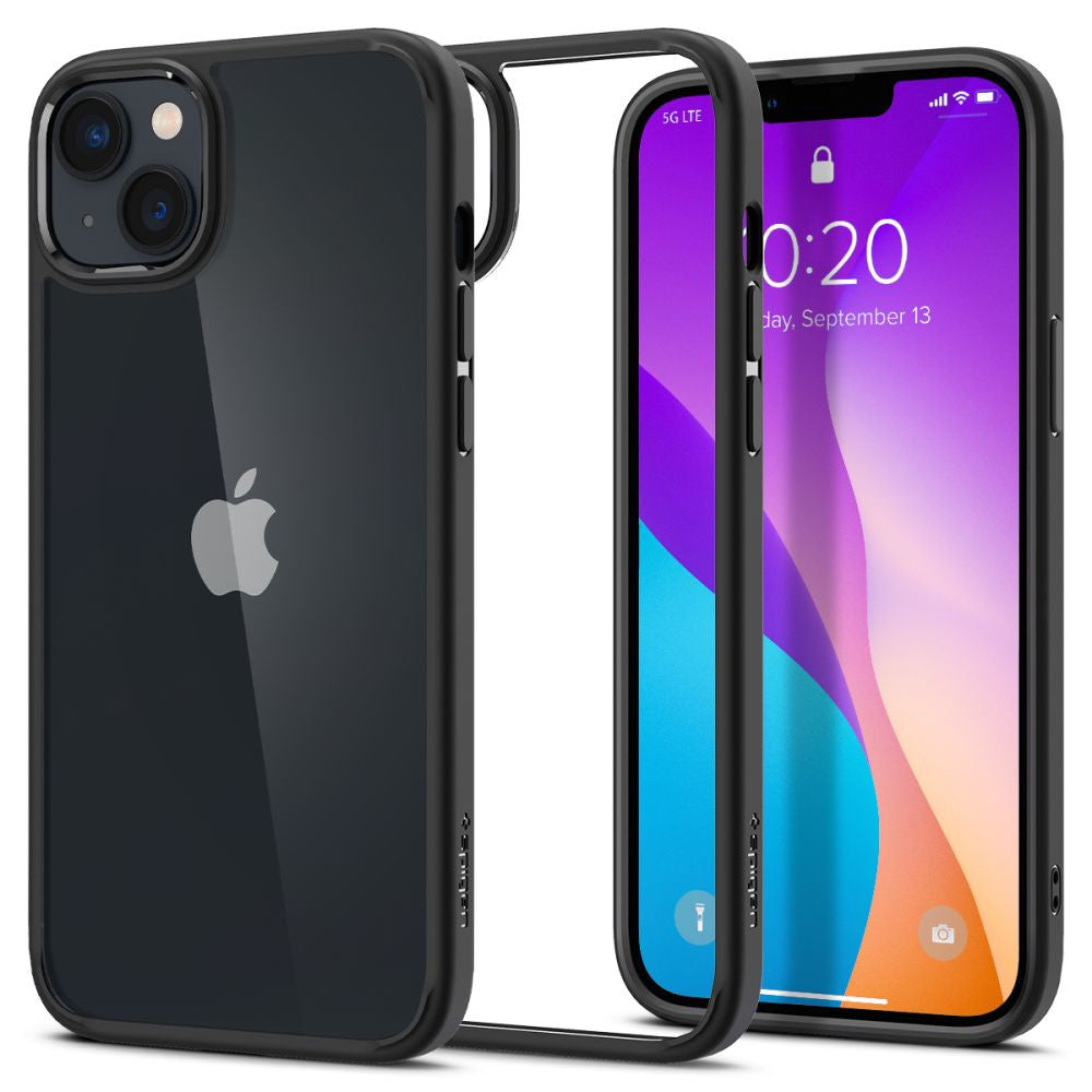 Apple iPhone 14 Plus, Műanyag hátlap védőtok + szilikon keret, Spigen Ultra Hybrid, átlátszó/fekete – iPhone 14 Plus tok a Spigen kínálatából | Domshop