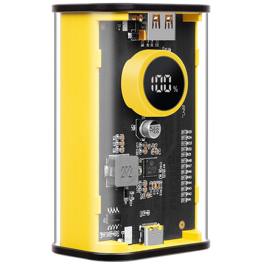 Külső akkumulátor, 9600 mAh, 22.5W, Okostelefonhoz és TabletPC-hez, USB aljzat, USB Type-C aljzat, LED kijelzővel, gyorstöltés, Tactical C4 Explosive, sárga – Power Bank a Tactical kínálatából | Domshop