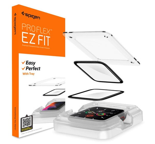 Spigen Pro Flex EZ Fit Apple Watch S4 / S5 / S6 / SE 44mm tempered kijelzővédő fólia felhelyező kerettel (2db)