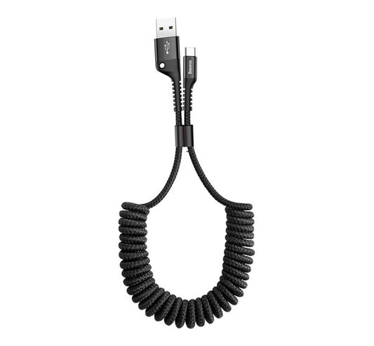 Baseus Fish-eye USB / USB-C feltekert töltő- és adatkábel, 1m, fekete – USB-C kábel a Baseus kínálatából | Domshop