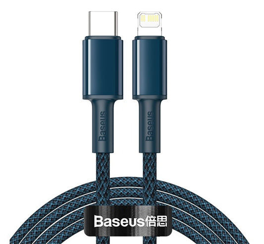 Baseus High Density USB-C / Lightning fonott töltő- és adatkábel, gyorstöltés, 2m, kék