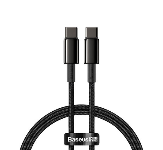 Baseus Tungsten Gold USB-C / USB-C gyorstöltő töltő- és adatkábel, 1m, fekete – a Baseus kínálatából | Domshop