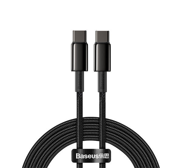 Baseus Tungsten Gold USB-C / USB-C gyorstöltő töltő- és adatkábel, 2m, fekete