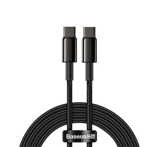 Baseus Tungsten Gold USB-C / USB-C gyorstöltő töltő- és adatkábel, 2m, fekete