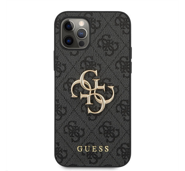 Guess PU 4G Metal Logo Apple iPhone 12/12 Pro hátlap tok, szürke – iPhone 12/12 Pro tok a Guess kínálatából | Domshop