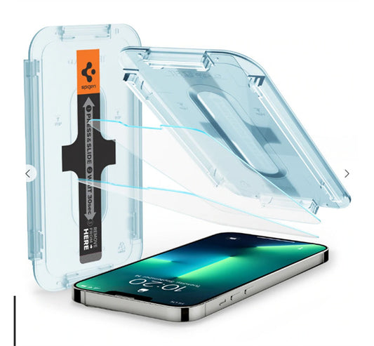 Spigen Glas.tR SLIM EZ Fit Apple iPhone 16e / 13 / 14 / 13 Pro tempered kijelzővédő fólia felhelyező kerettel (2db)