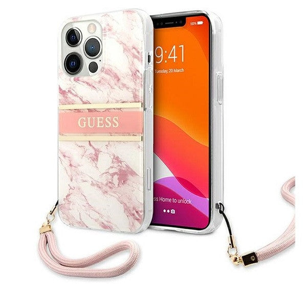 Guess TPU Marble Stripe Apple iPhone 13 Pro Max hátlap tok, rózsaszín – iPhone 13 Pro Max tok a Guess kínálatából | Domshop