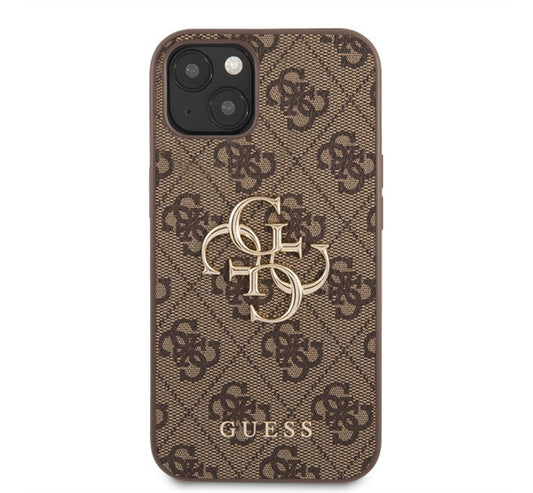 Guess PU 4G Metal Logo Apple iPhone 13 hátlap tok, barna – a Guess kínálatából | Domshop