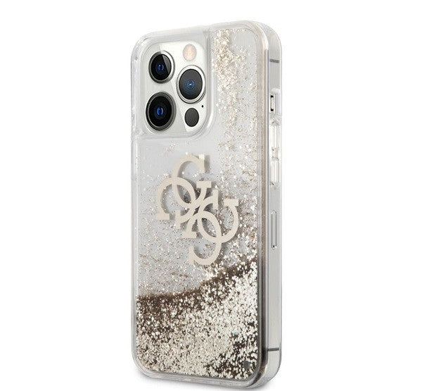 Guess TPU Big 4G Liquid Glitter Gold Apple iPhone 13 Pro Max hátlap tok, átlátszó – a Guess kínálatából | Domshop