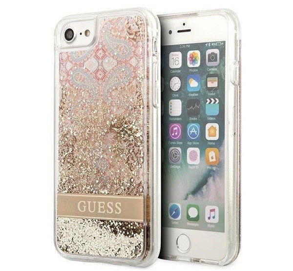 Guess Liquid Glitter Paisley Apple iPhone SE 2022/2020/8/7 hátlap tok, arany – iPhone 7/8/SE2/SE3 tok a Guess kínálatából | Domshop