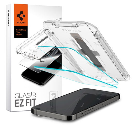 Spigen Glas.tR SLIM EZ Fit Apple iPhone 14 Pro tempered kijelzővédő fólia felhelyező kerettel (2db)