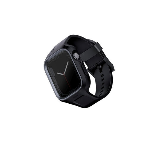 Uniq Monos Apple Watch 44/45mm hibrid szíj + tok, fekete – Apple Watch Szilikon Szíjak a Uniq kínálatából | Domshop