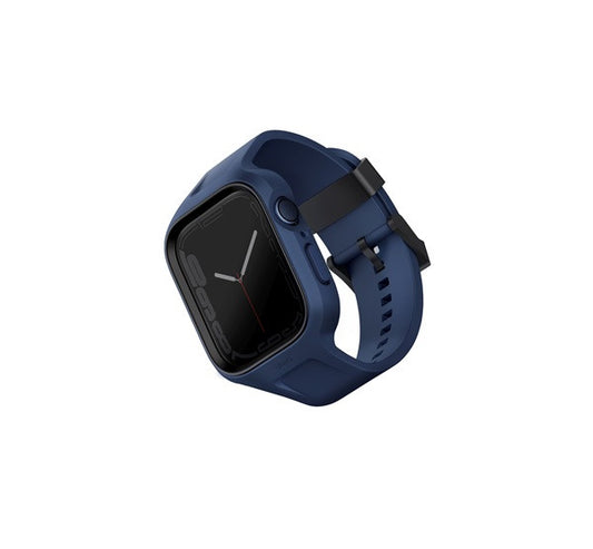 Uniq Monos Apple Watch 44/45mm hibrid szíj + tok, kék – Apple Watch Szilikon Szíjak a Uniq kínálatából | Domshop