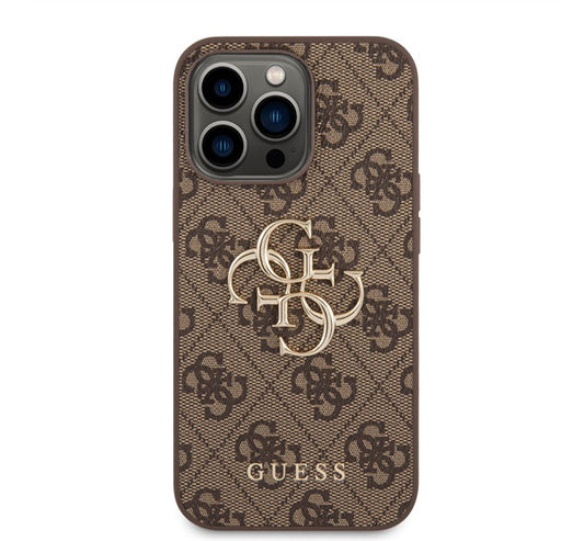 Guess PU 4G Metal Logo Apple iPhone 14 Pro hátlap tok, barna – a Guess kínálatából | Domshop