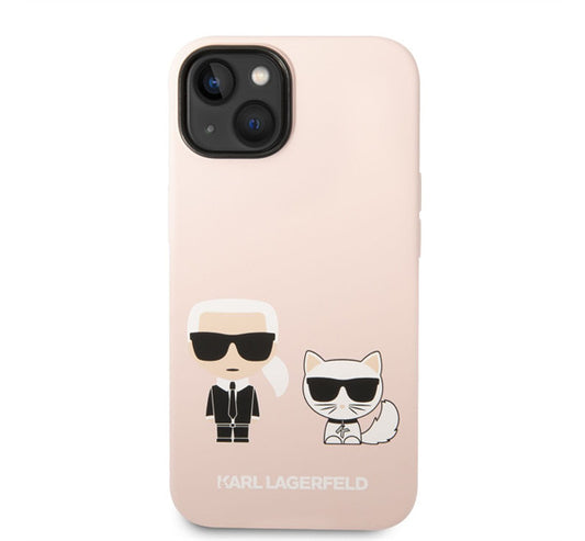 Karl Lagerfeld and Choupette Liquid szilikon hátlap tok Apple iPhone 14 Plus, rózsaszín – a Karl Lagerfeld kínálatából | Domshop