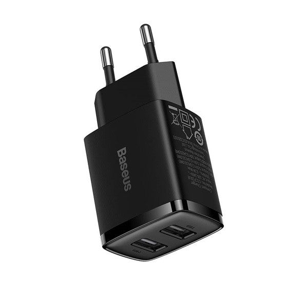 Baseus hálózati gyorstöltő 2xUSB, 10.5W, fekete – Adapter a Baseus kínálatából | Domshop