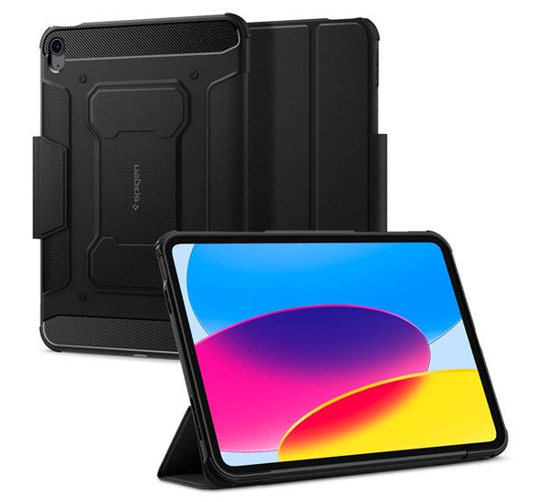 Spigen Rugged Armor Pro Apple iPad 10.9" (2022) / iPad 11" (2025) oldalra nyíló tok, fekete