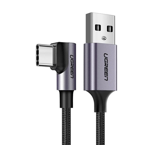 Ugreen USB-C / USB gyorstöltő derékszögű töltő- és adatkábel, 1m, fekete-szürke – a Ugreen kínálatából | Domshop