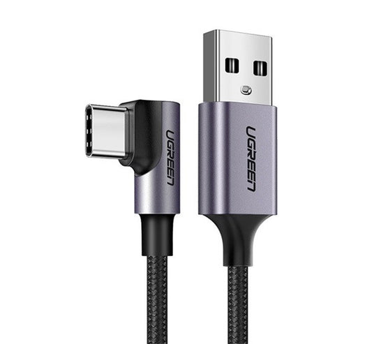 Ugreen USB-C / USB gyorstöltő derékszögű töltő- és adatkábel, 1m, fekete-szürke – a Ugreen kínálatából | Domshop